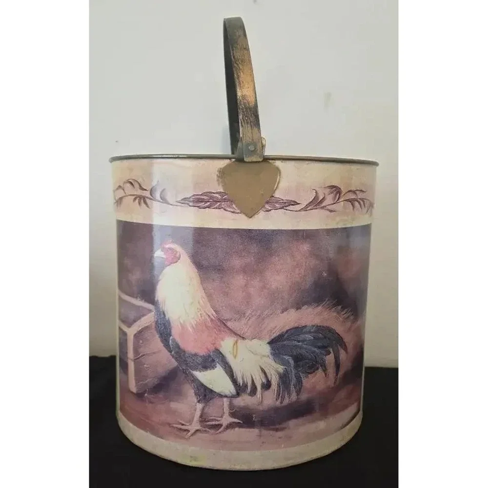 Rooster Décor Metal Bucket